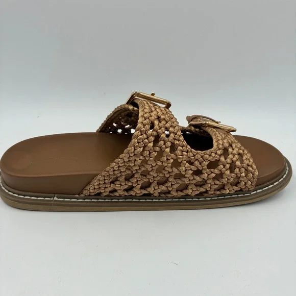 Joie Weaver Tan Macrame Double Buckle Slide Sandals Womens Size 8M Brown - Picture 15 of 16